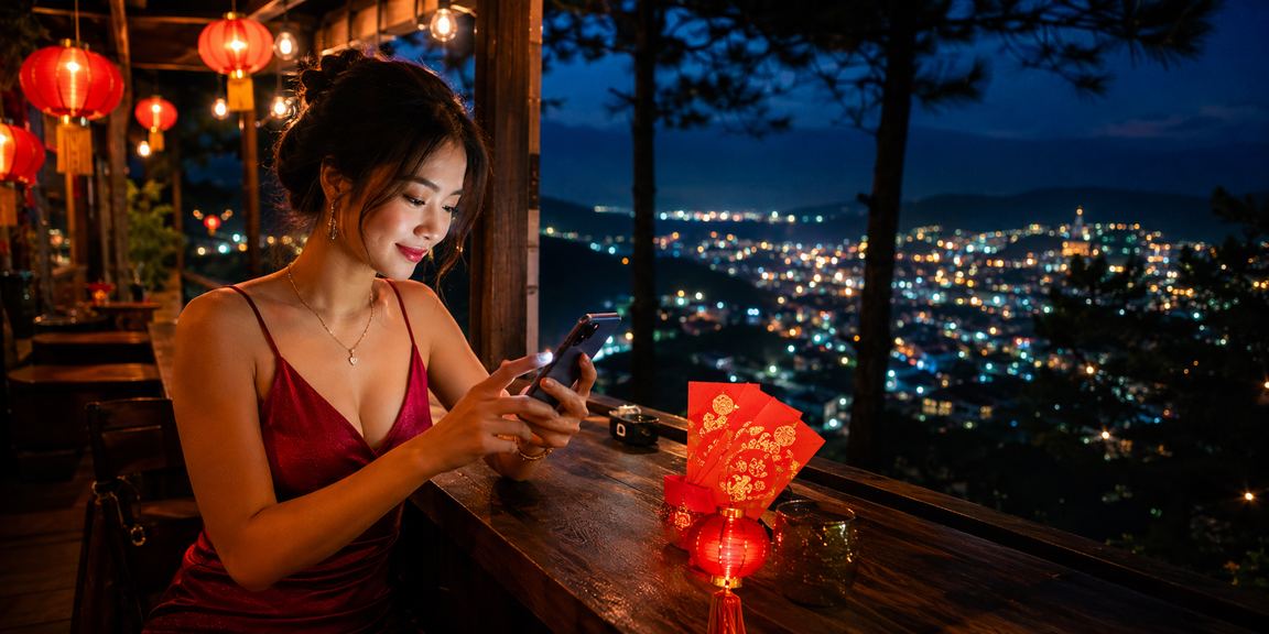 Không khí lễ hội đèn lồng Đà Lạt với thưởng đỏ may mắn và trải nghiệm giải trí trực tuyến