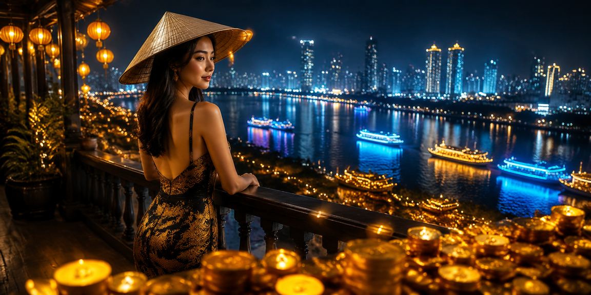 Người dùng Hà Nội tham gia xổ số và giao dịch trực tuyến với nón lá truyền thống